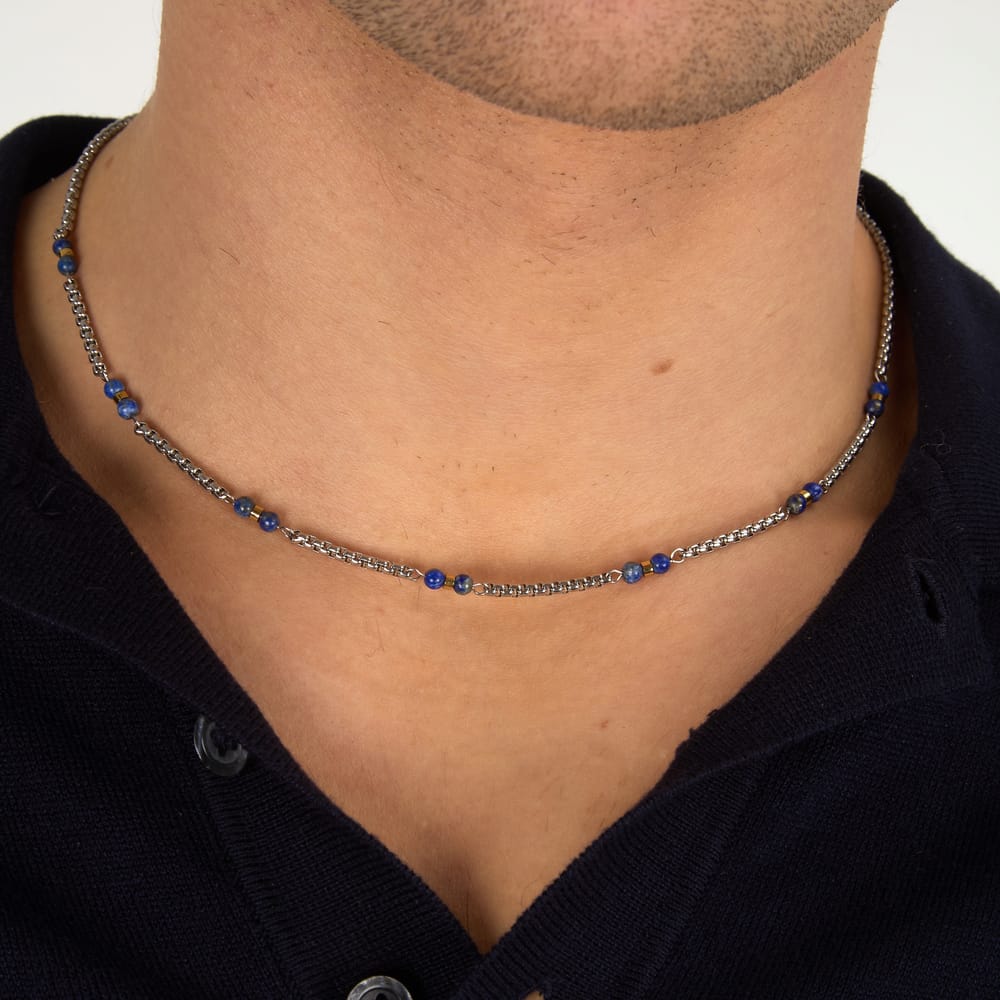 Collana Terra a Catena in Acciaio e Lapislazzuli – Morellato S1752 indossato