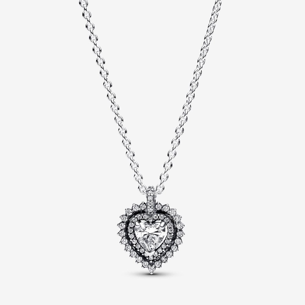 Collana Punto Luce Cuore e Pavè