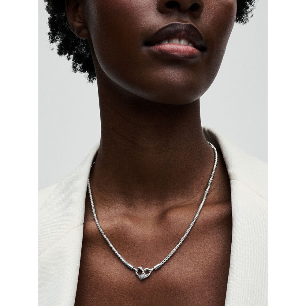 Collana Maglia Geometrica con Chiusura Moschettone a Cuore