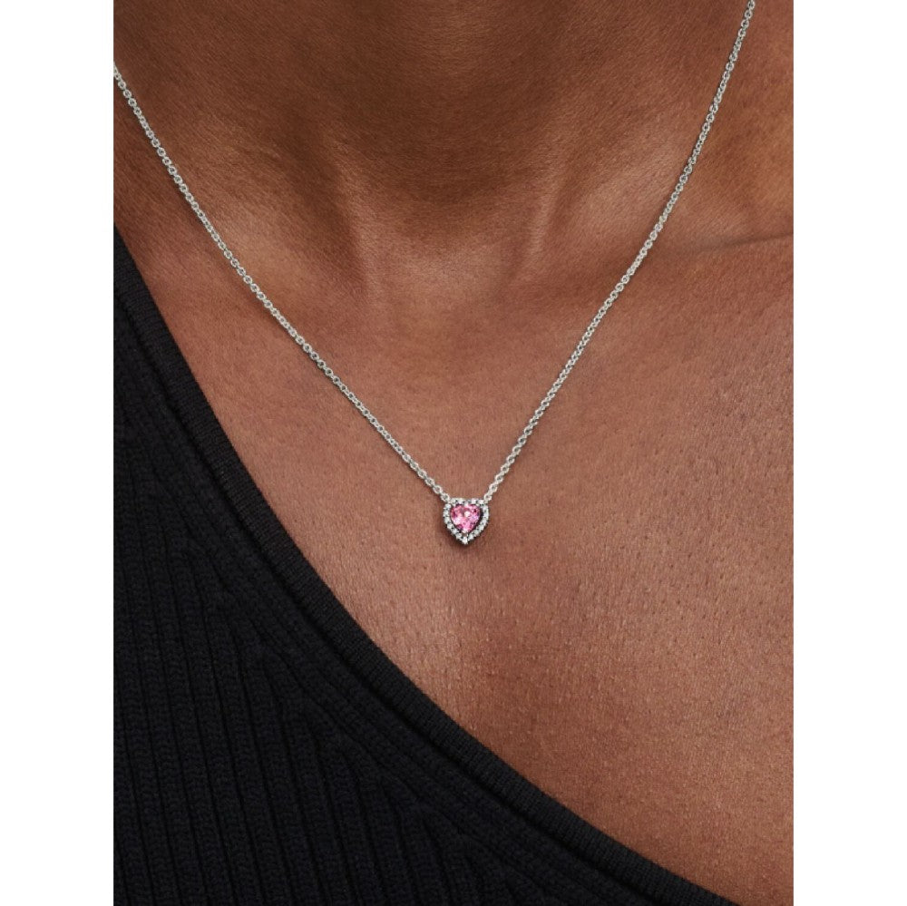 Collana Cuore in Rilievo Rosa