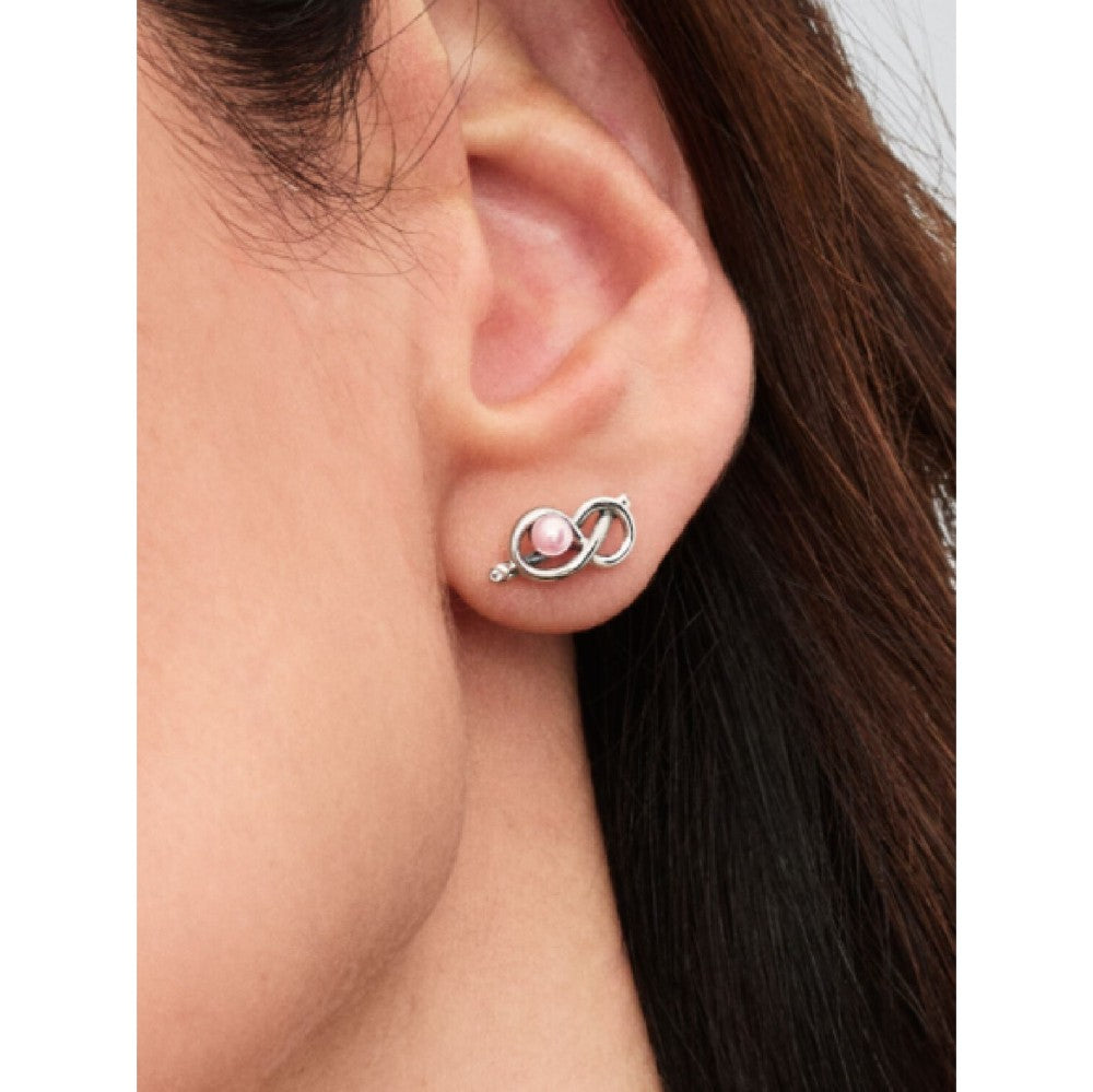 Orecchini Legame infinito con Perla Rosa Artificiale