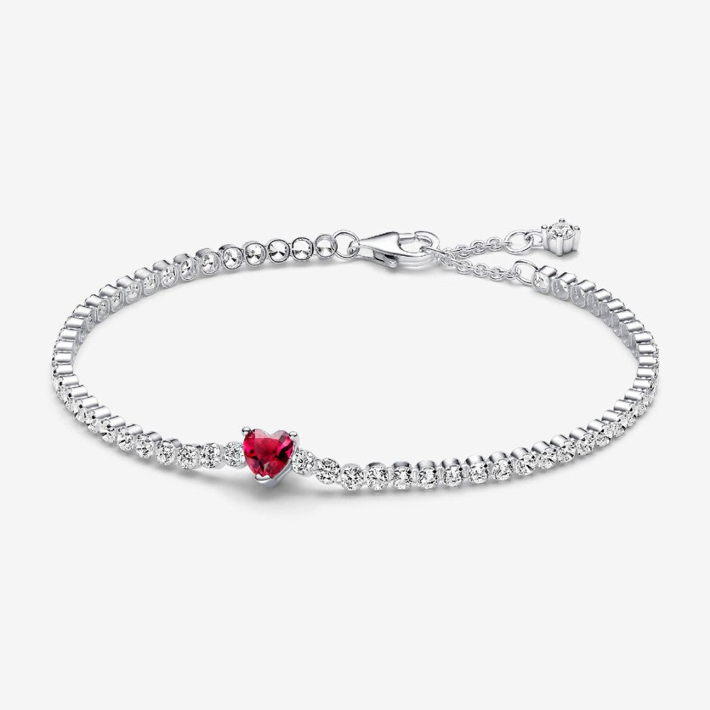 Bracciale Tennis con Cuore Rosso