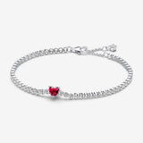 Bracciale Tennis con Cuore Rosso