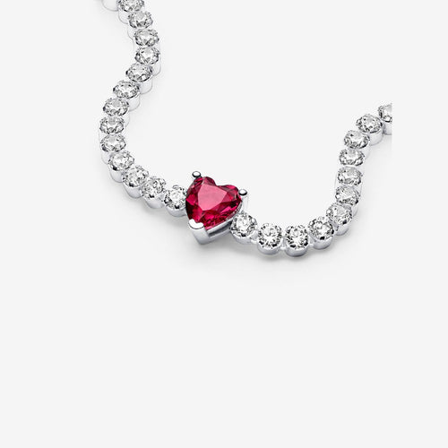 Bracciale Tennis con Cuore Rosso