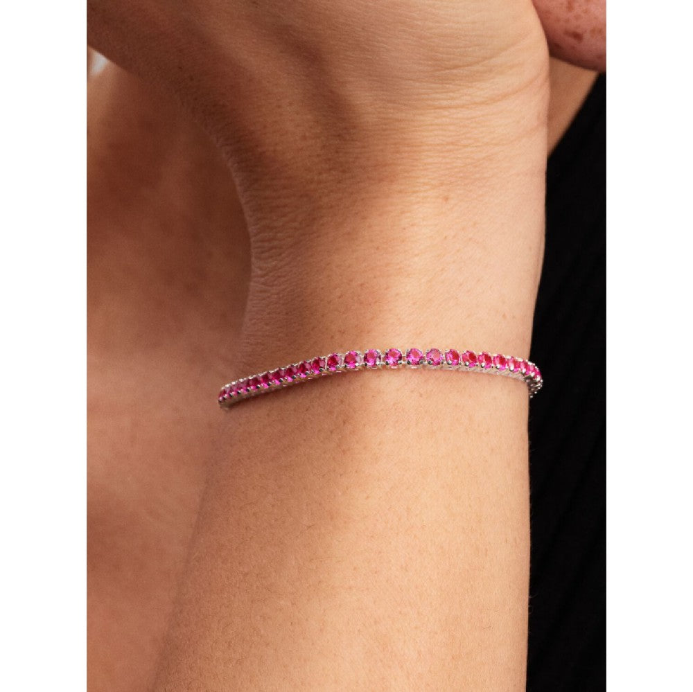 Bracciale Tennis Cristalli Rosa Scuro
