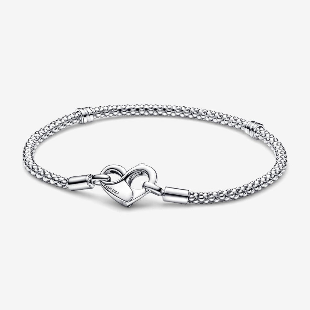 Bracciale Maglia Geometrica con Chiusura a Cuore
