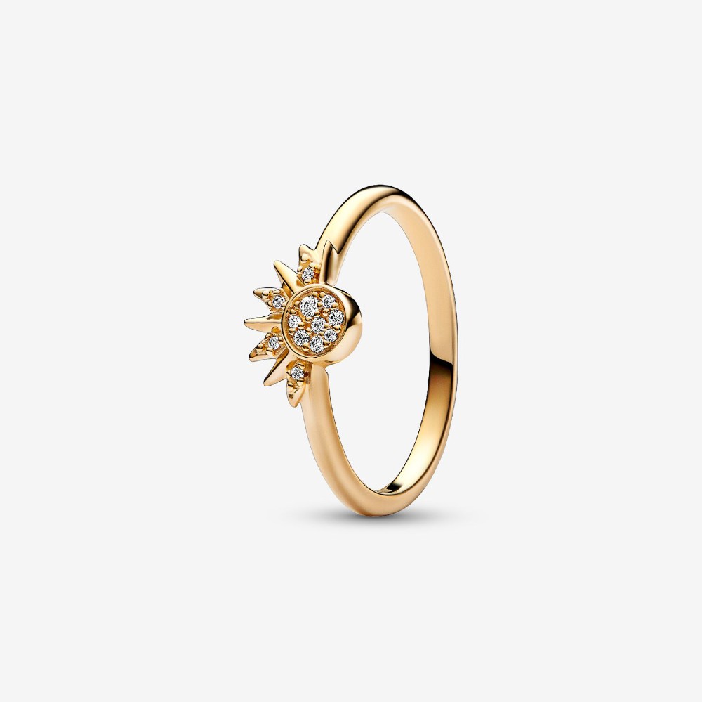 Anello Sole Luminoso Dorato