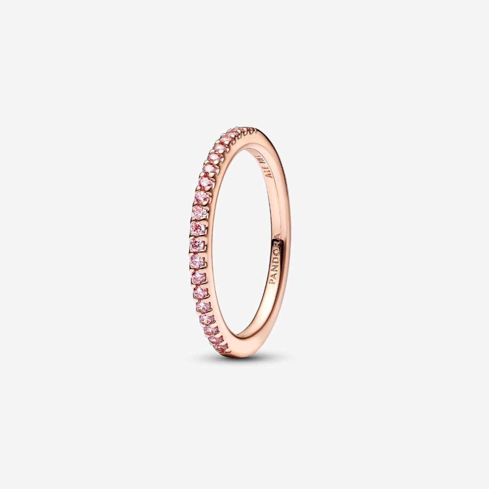 Pandora | Anello Pavè Fascia Sottile Oro Rosa