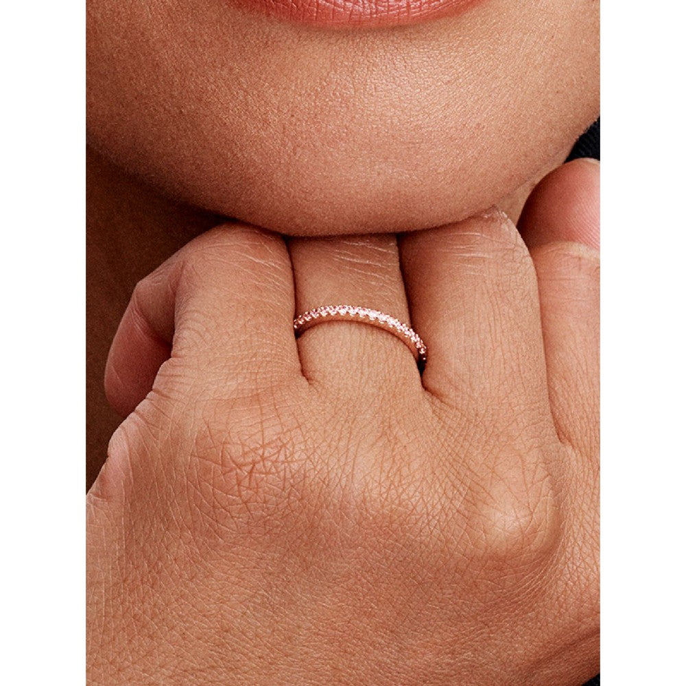 Pandora | Anello Pavè Fascia Sottile Oro Rosa