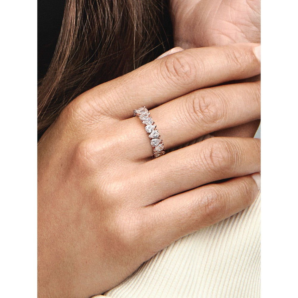 Pandora | Anello Fascia Gocce Asimmetriche Oro Rosa