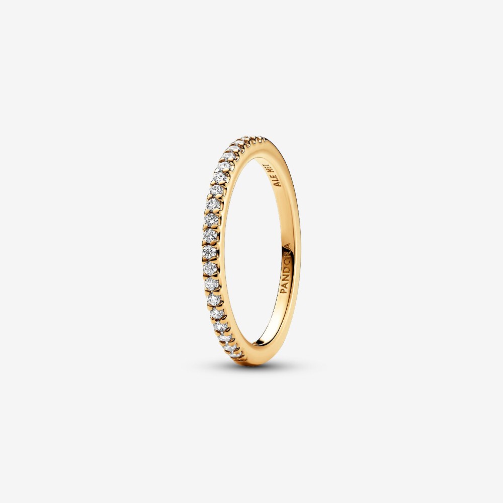 Pandora | Anello Pavè Fascia Sottile Dorata