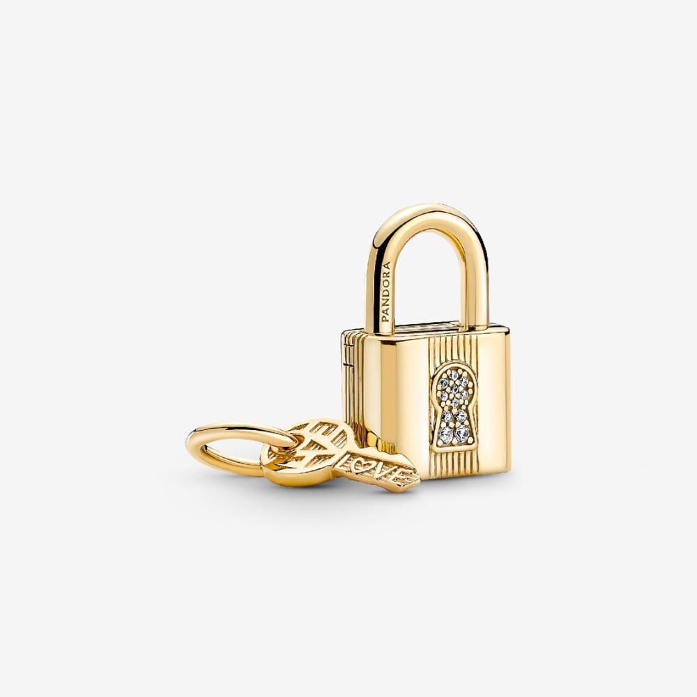 Charm Pendente Lucchetto e Chiave dell'Amore da incidere