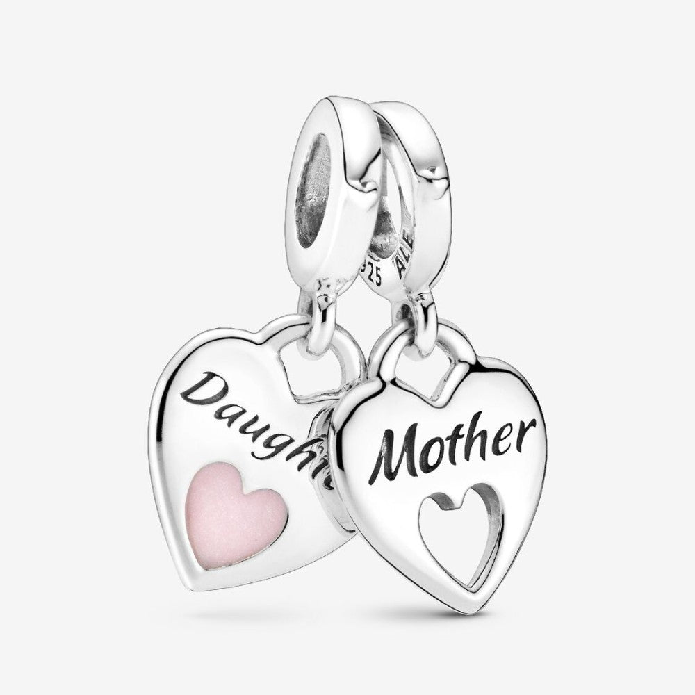 Charm Pendente Cuori Mamma e Figlia divisibile