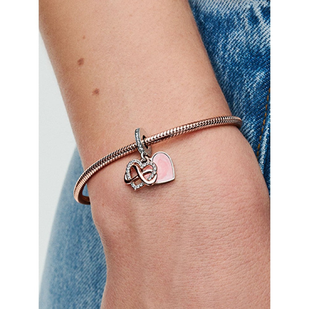Charm Pendente Cuore e Infinito Rosa