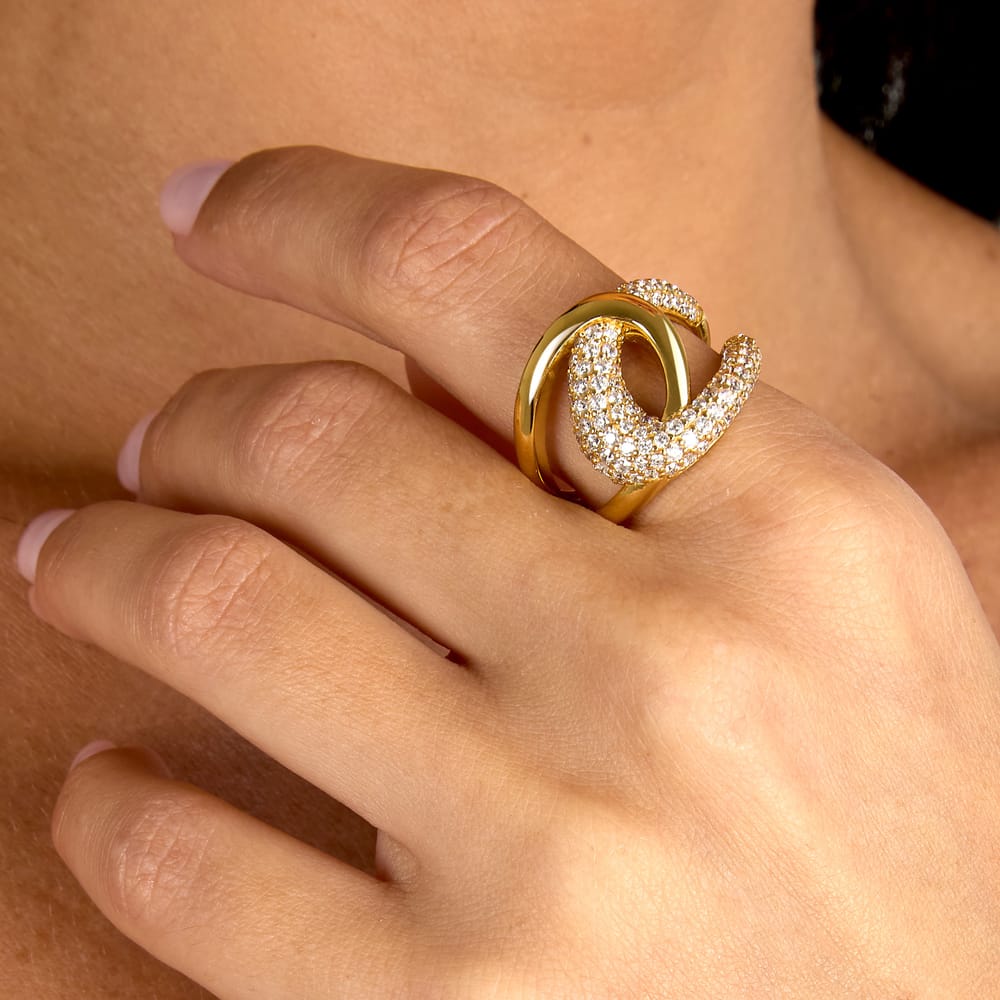 Anello Pavé in Argento Dorato e Zirconi Bianchi – Morellato SAZB20 indossato