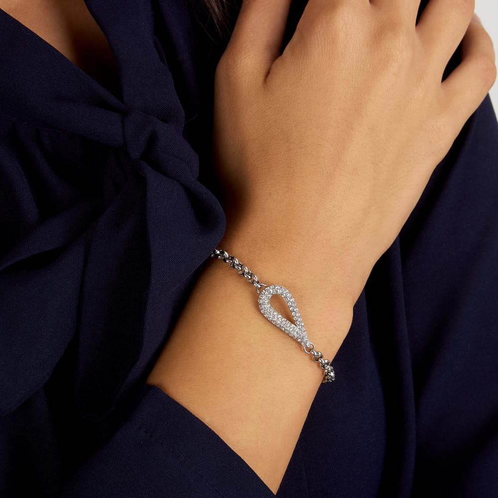 Bracciale Design in Acciaio e Cristalli Bianchi – Morellato SAYP28 indossato