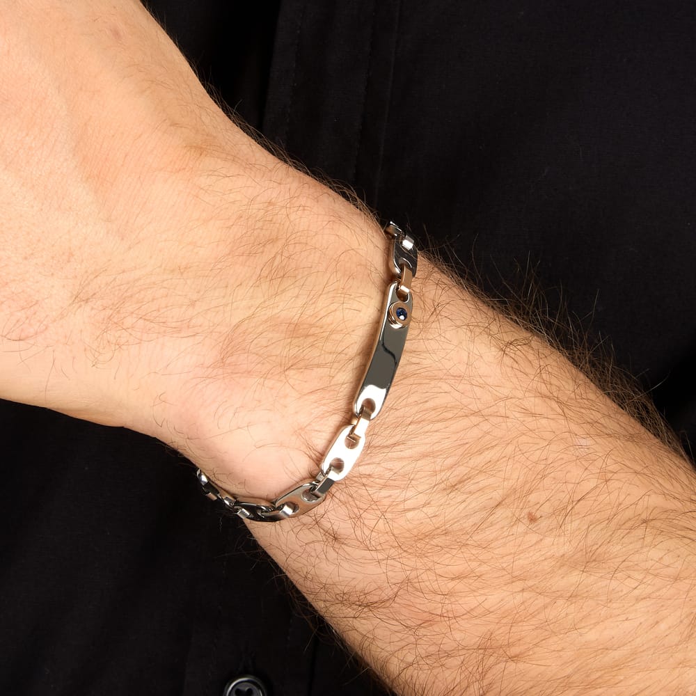 Bracciale Motown a Catena in Acciaio e Zirconi Blu – Morellato SALS125 indossato
