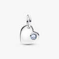 Charm Pendente Cuore con Pietra Azzura Marzo