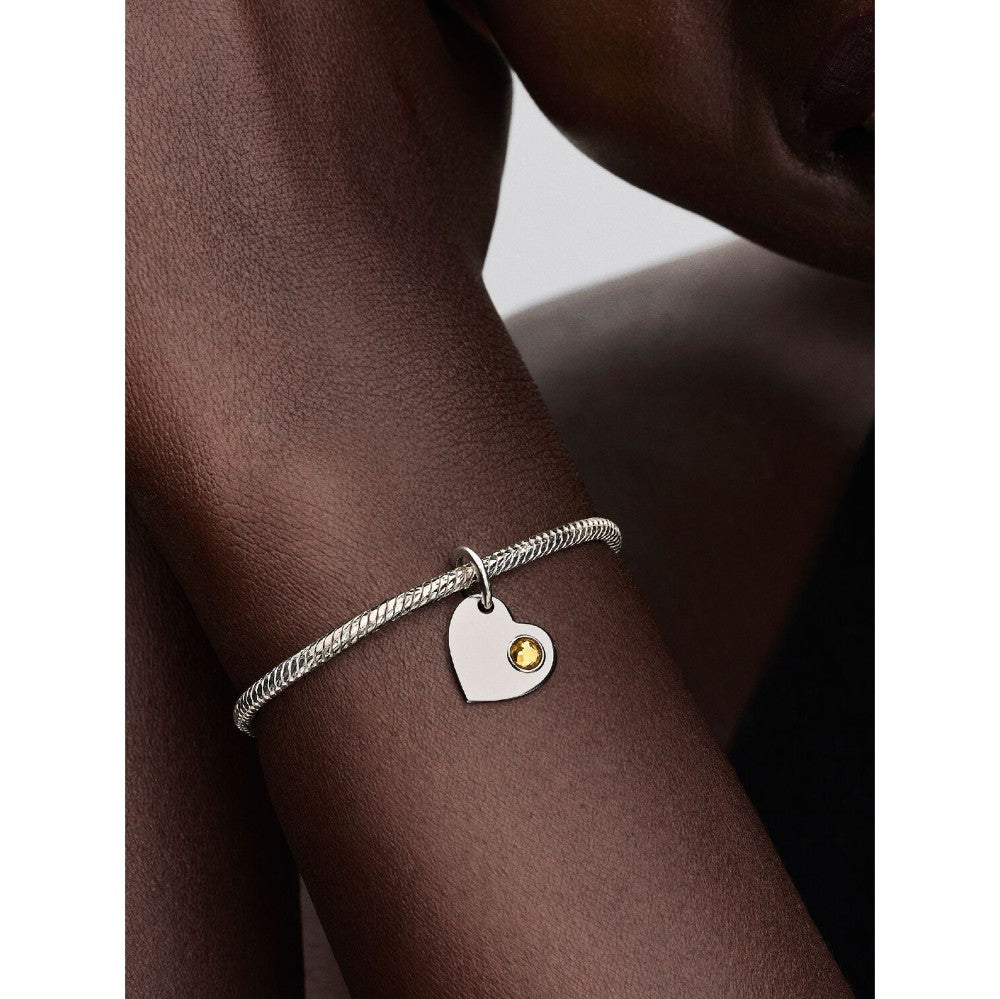 Charm Pendente Cuore con Pietra Miele Novembre