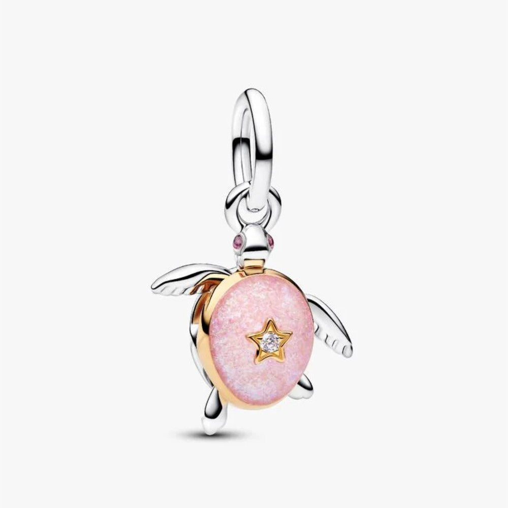 Charm Pendente Tartaruga Marina Rosa con diamante creato in laboratorio