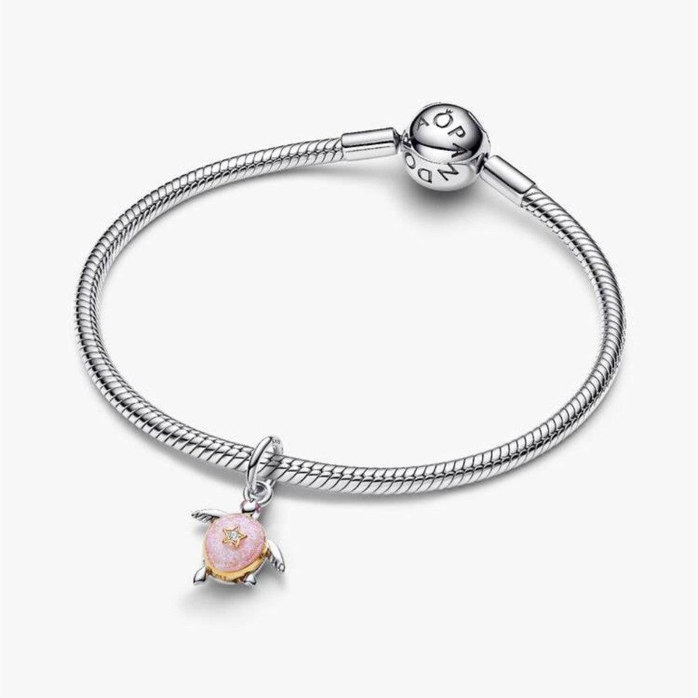 Charm Pendente Tartaruga Marina Rosa con diamante creato in laboratorio