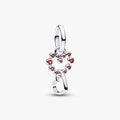 Charm Pendente Cuori Intrecciati con Cristalli Rossi