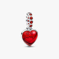 Charm Pendente Doppio Cuore Vetro di Murano Rosso