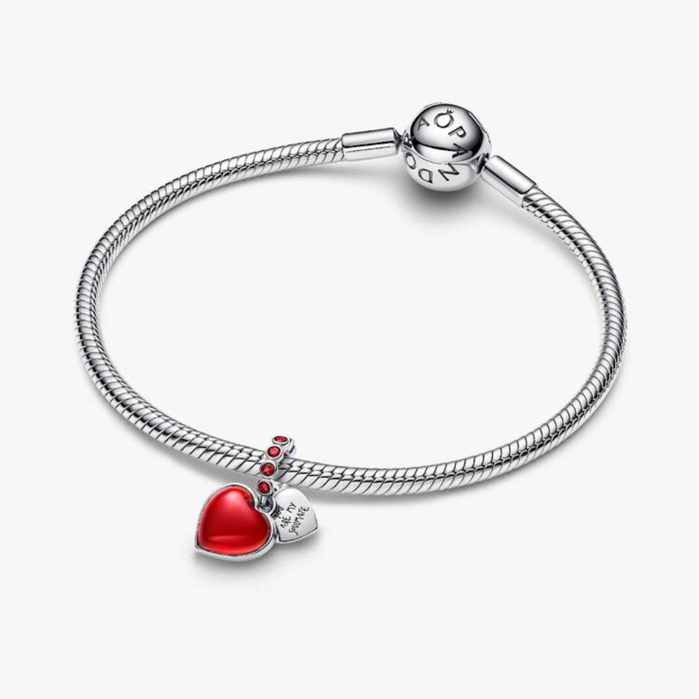 Charm Pendente Doppio Cuore Vetro di Murano Rosso