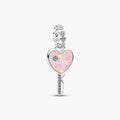 Charm Pendente Chiave a Cuore Opale Rosa