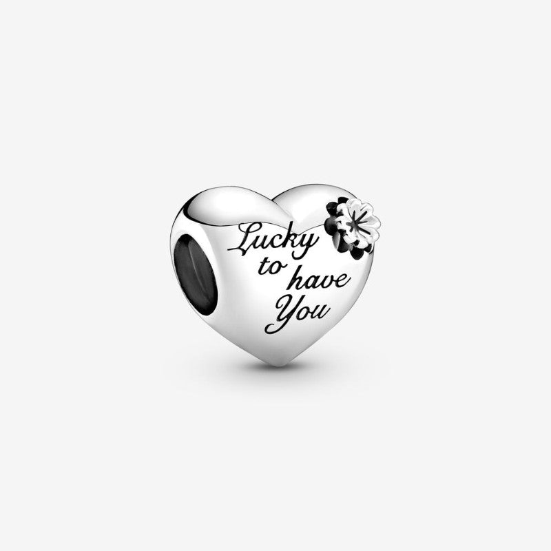 Charm Cuore e quadrifoglio