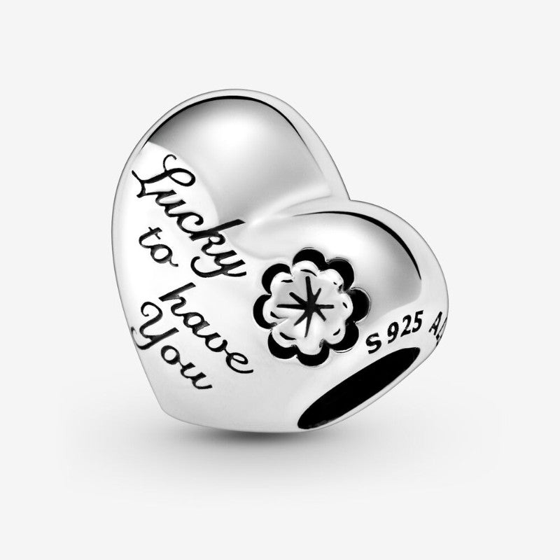 Charm Cuore e quadrifoglio