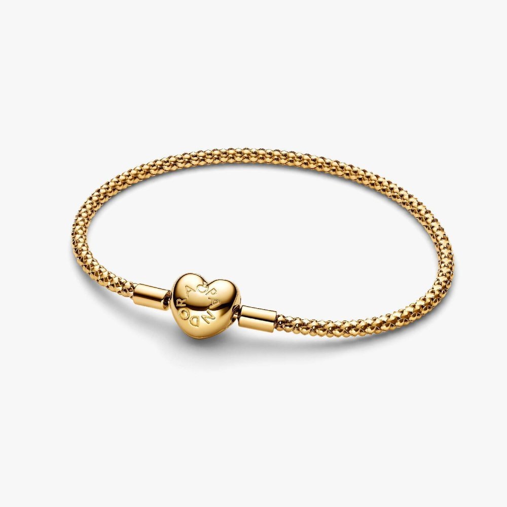 Bracciale Maglia Geometrica con Chiusura a Cuore