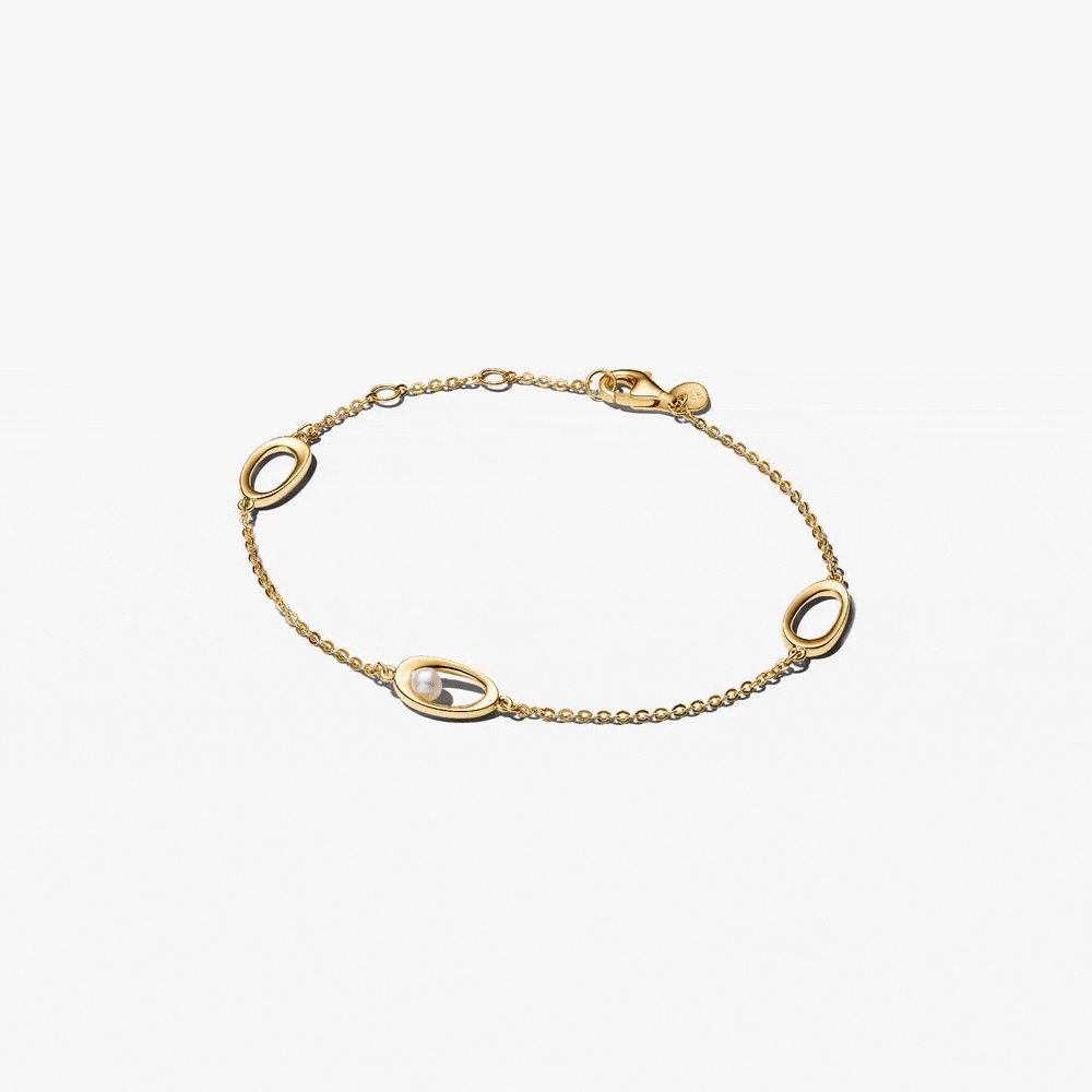 Bracciale Ovali Linea Sinuosa e Perla d'Acqua Dolce Coltivata