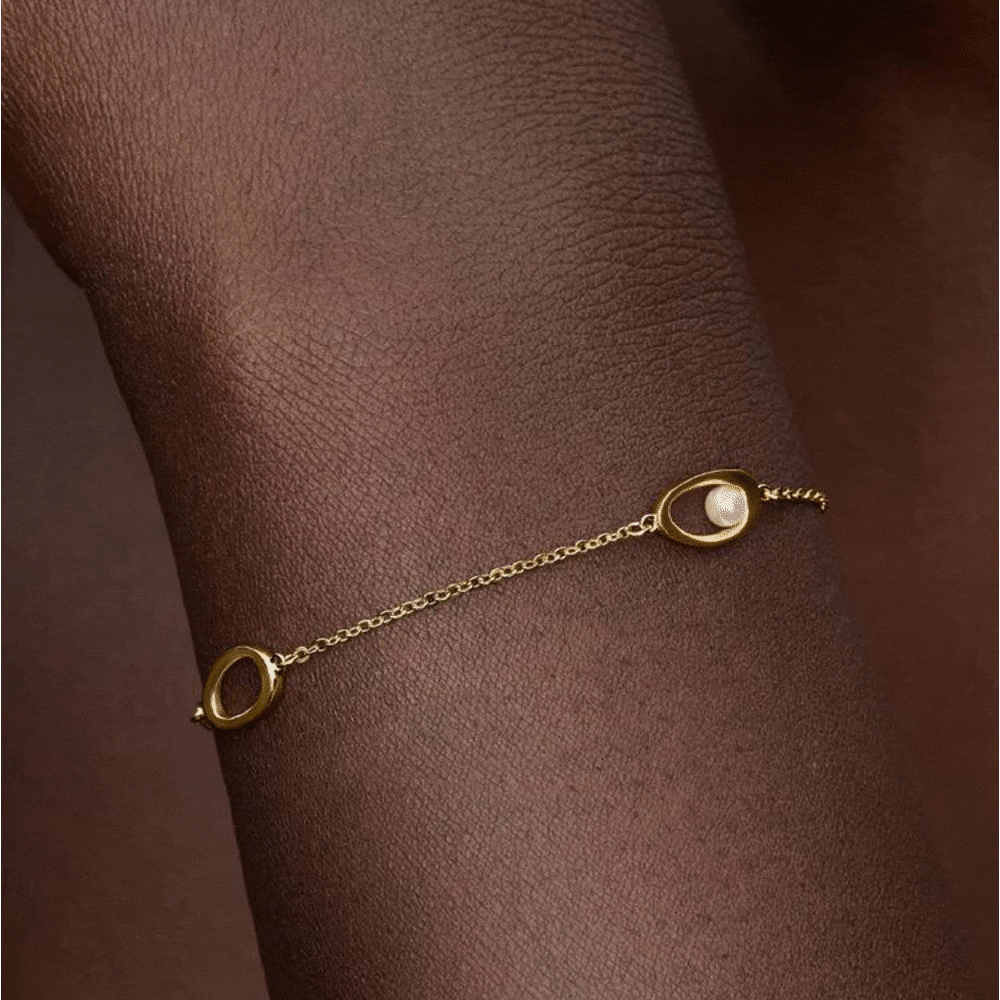 Bracciale Ovali Linea Sinuosa e Perla d'Acqua Dolce Coltivata