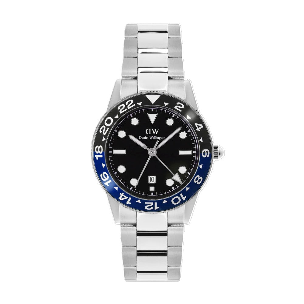 Daniel Wellington | Iconic GMT Link Black Blue Ceramic Bezel Silver