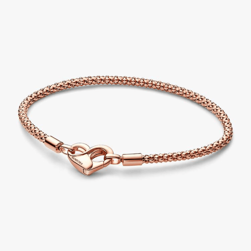 Bracciale Maglia Geometrica con Chiusura Moschettone a Cuore