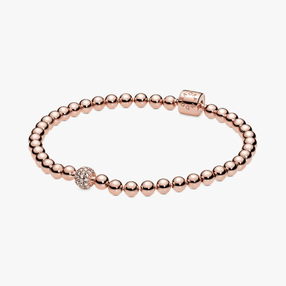Bracciale Sfere e Pavé Oro Rosa