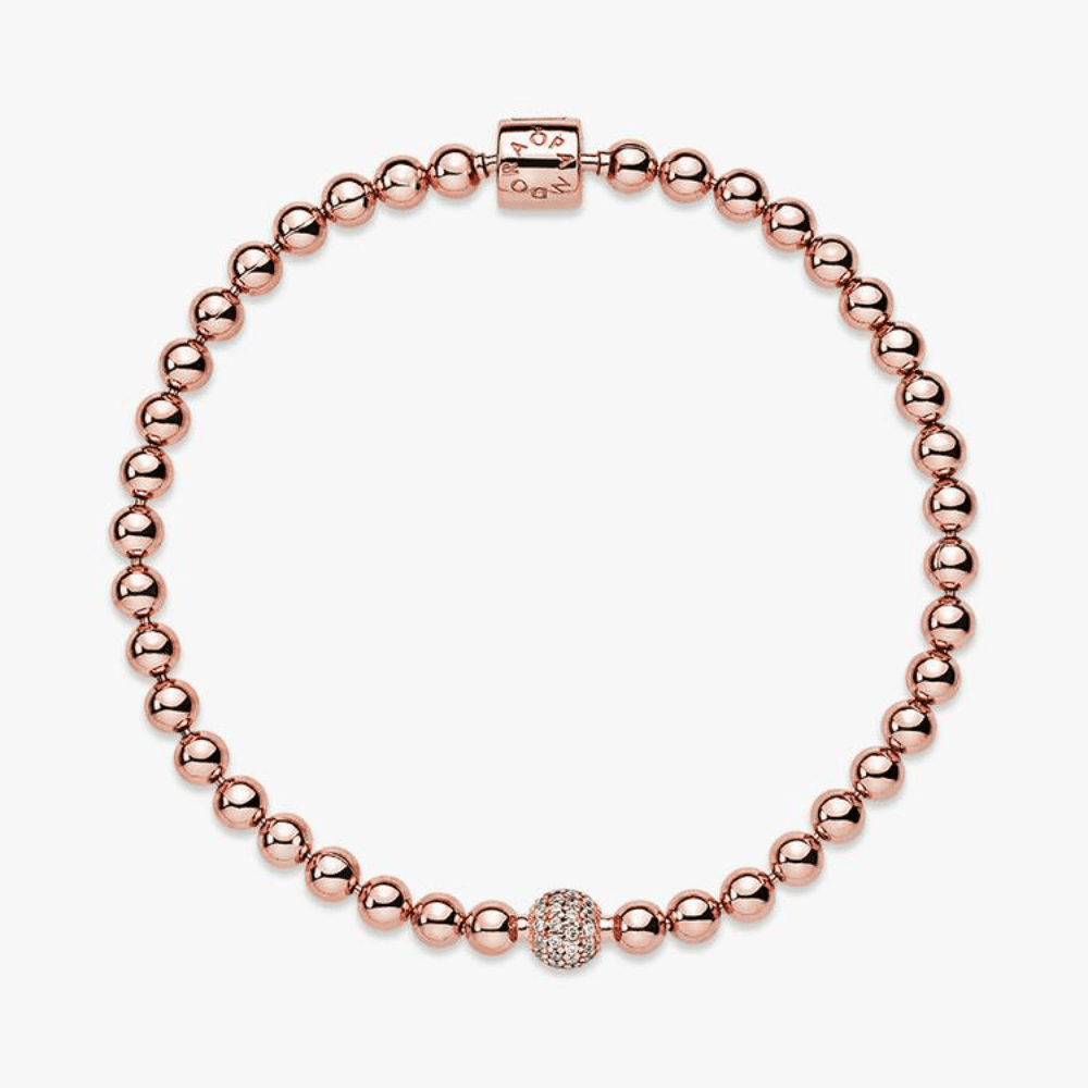 Bracciale Sfere e Pavé Oro Rosa