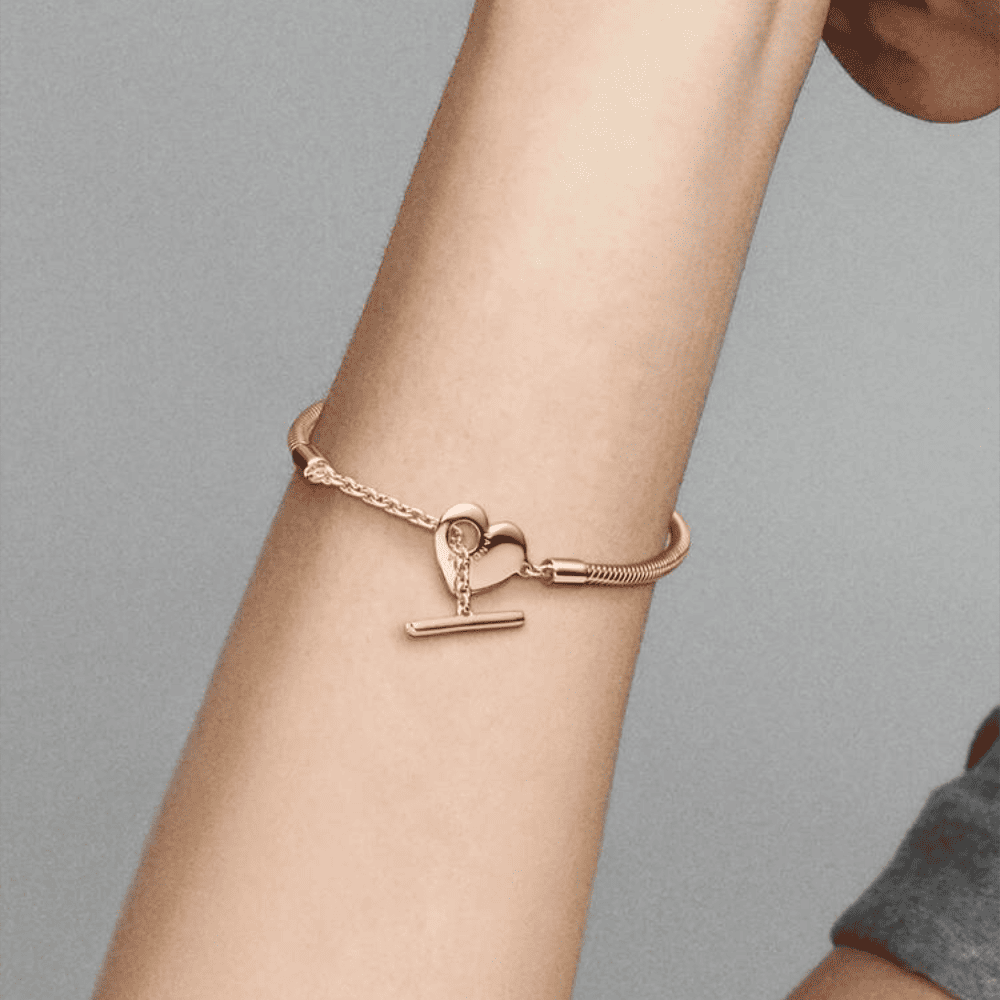 Bracciale con Chiusura a T e Cuore