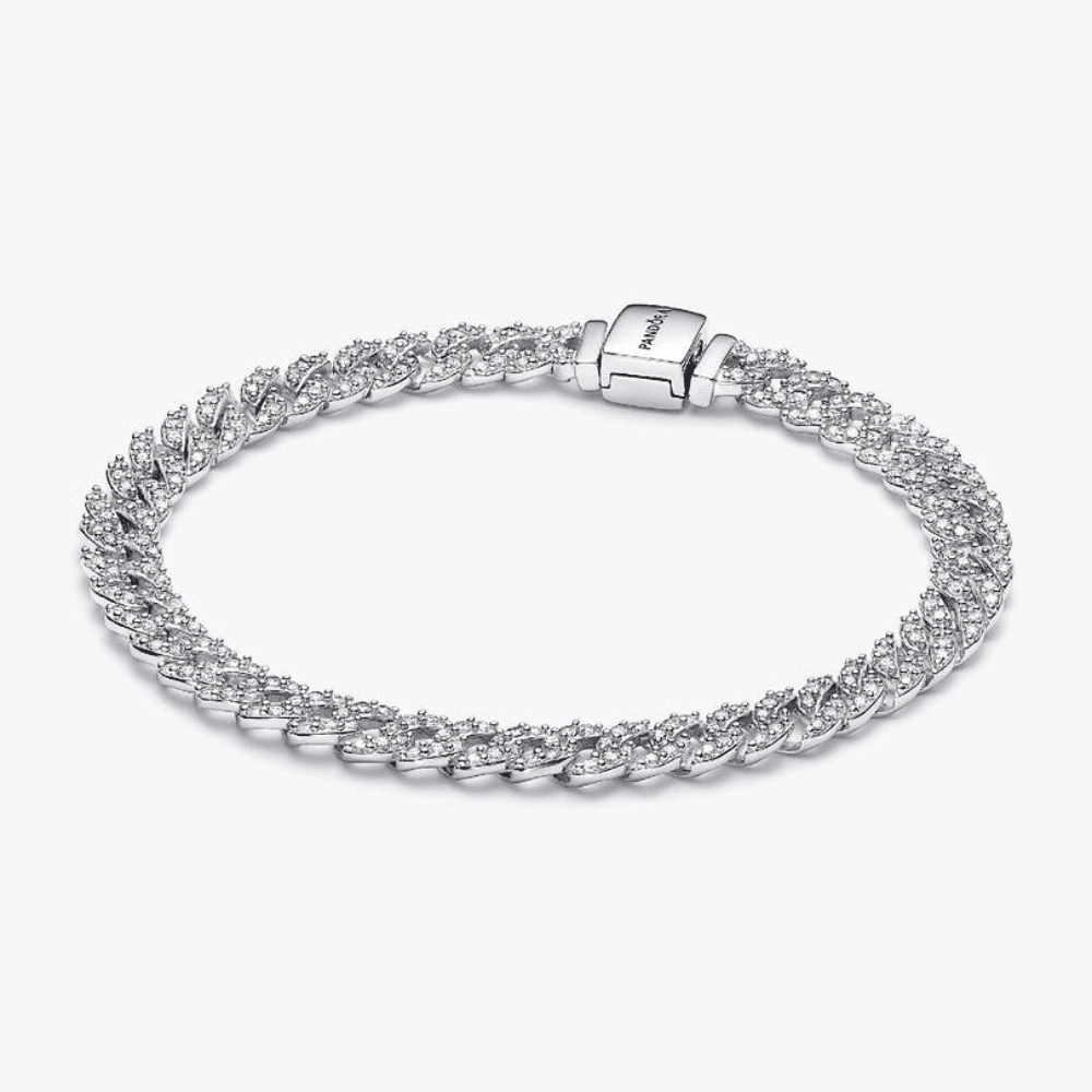 Bracciale Catena Maglia Cubana Pavé