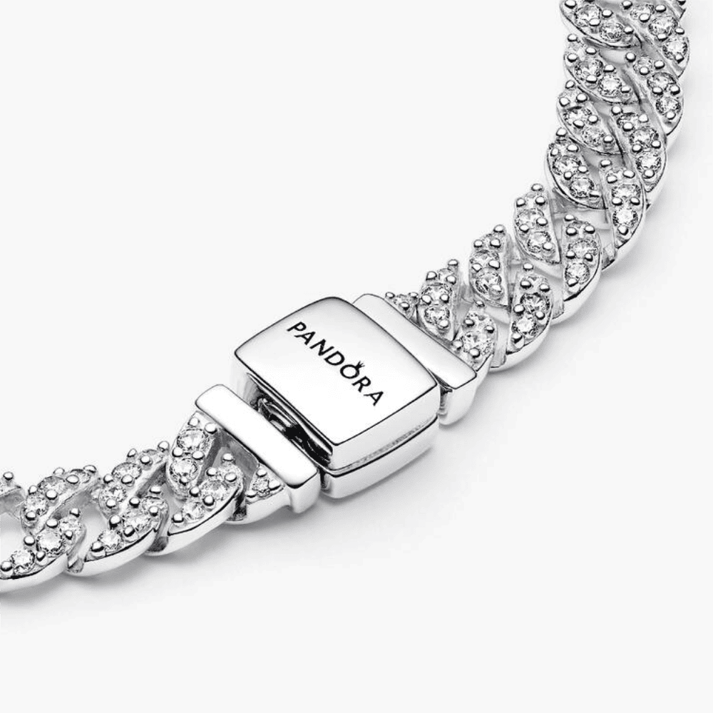Bracciale Catena Maglia Cubana Pavé