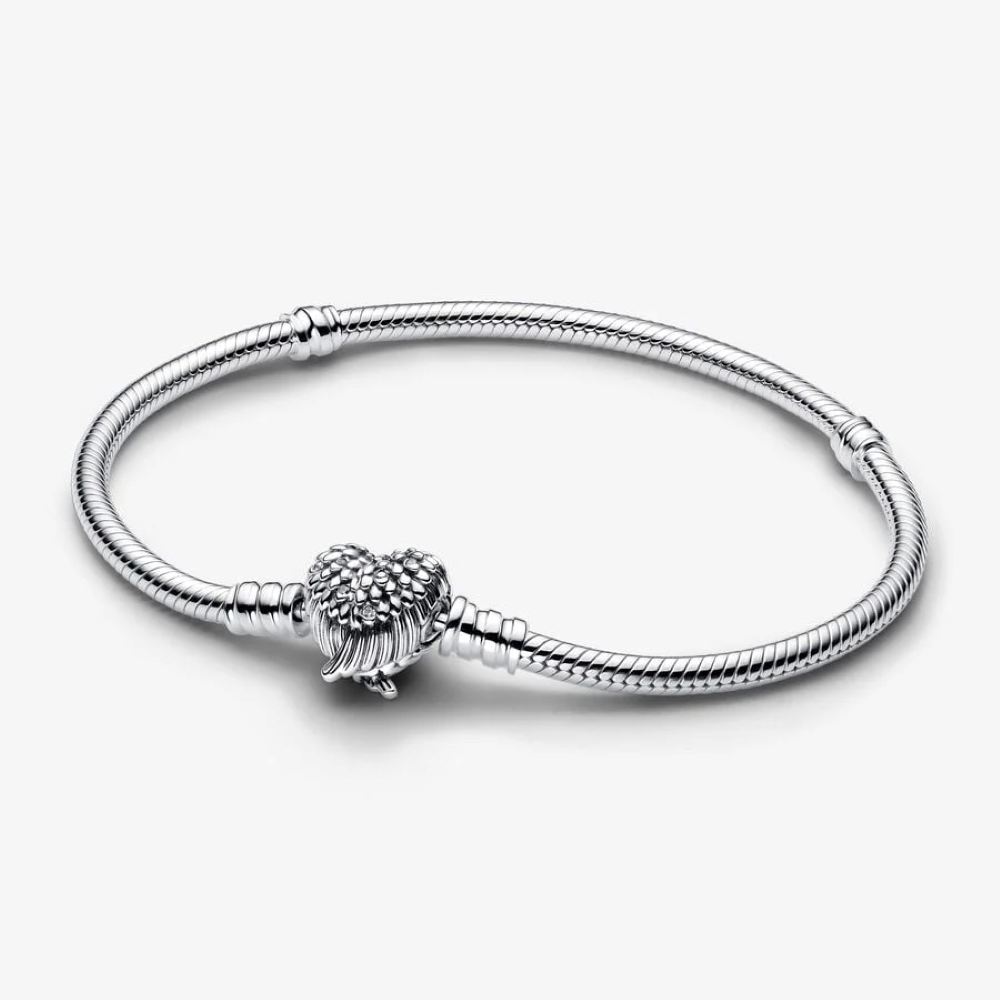 Bracciale con Chiusura a Cuore e Ali d' Angelo