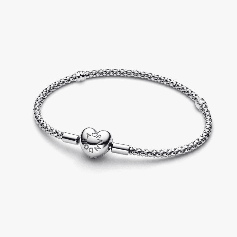 Bracciale Maglia Geometrica con Chiusura a Cuore