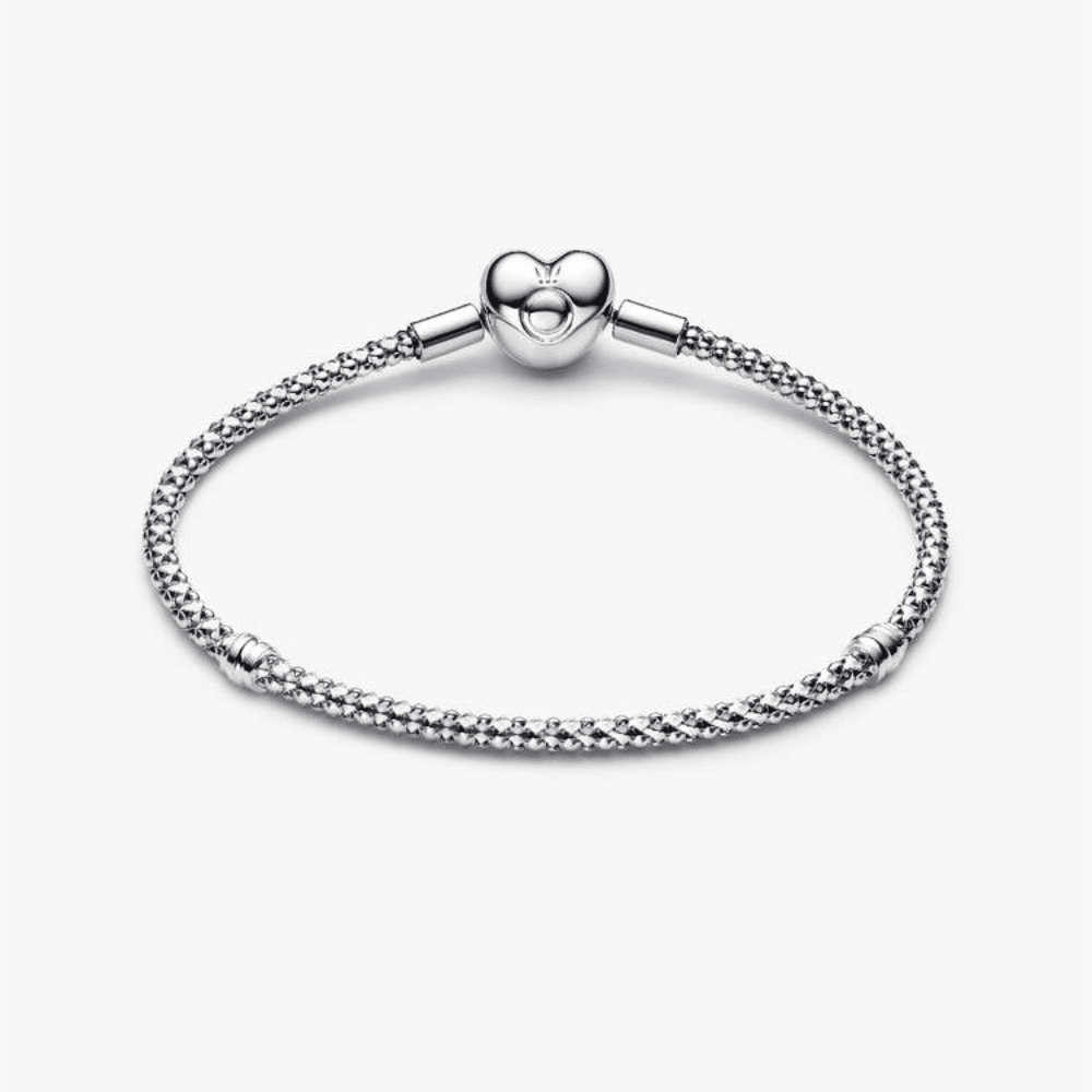 Bracciale Maglia Geometrica con Chiusura a Cuore