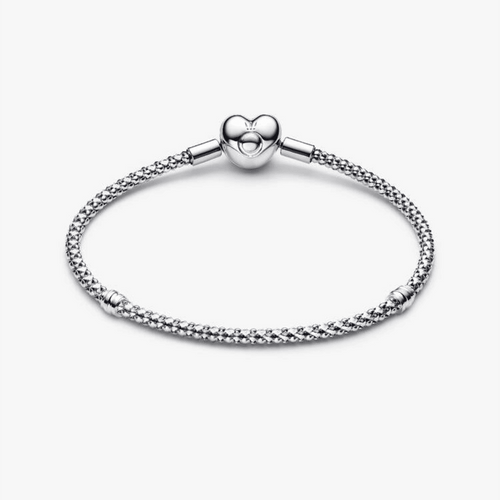 Bracciale Maglia Geometrica con Chiusura a Cuore
