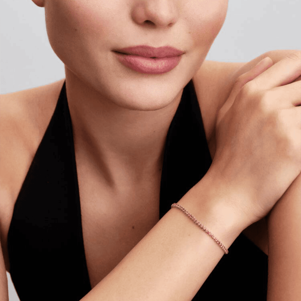 Bracciale Tennis con Pietre Rosa Piccole