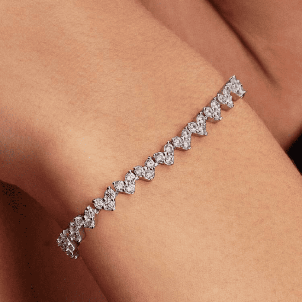 Bracciale Cuori con Tre Pietre