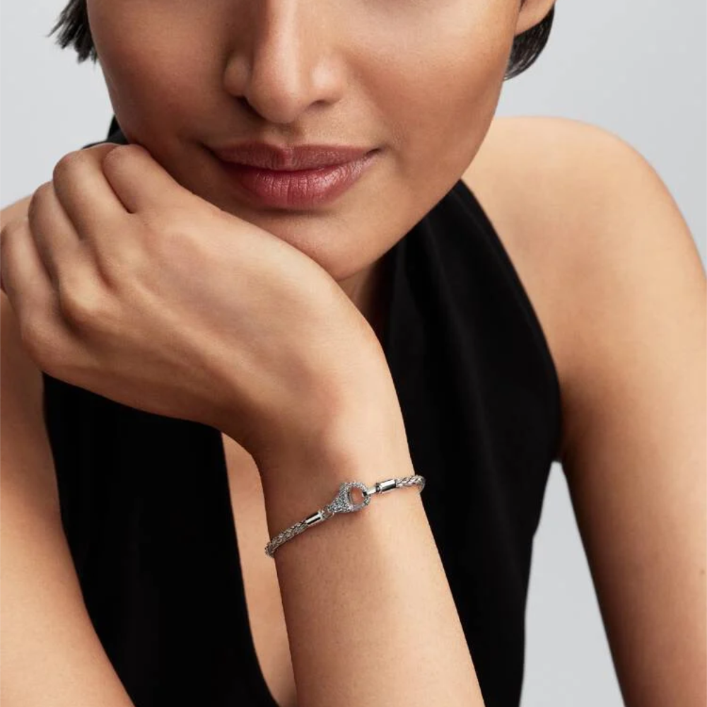Bracciale Maglia Coda di Volpe con Chiusura Pavé