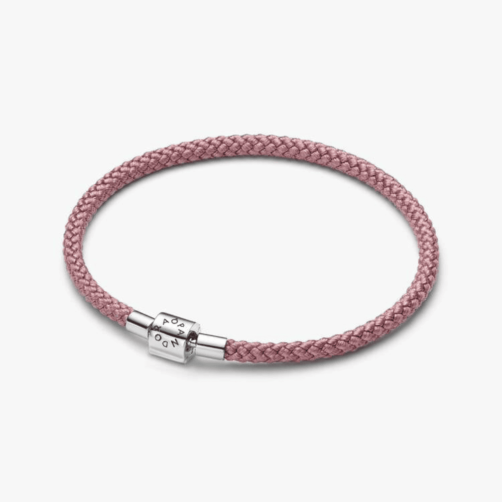 Bracciale in Corda Rosa con Chiusura a Barile