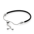 Bracciale in Pelle Nera con chiusura Scorrevole